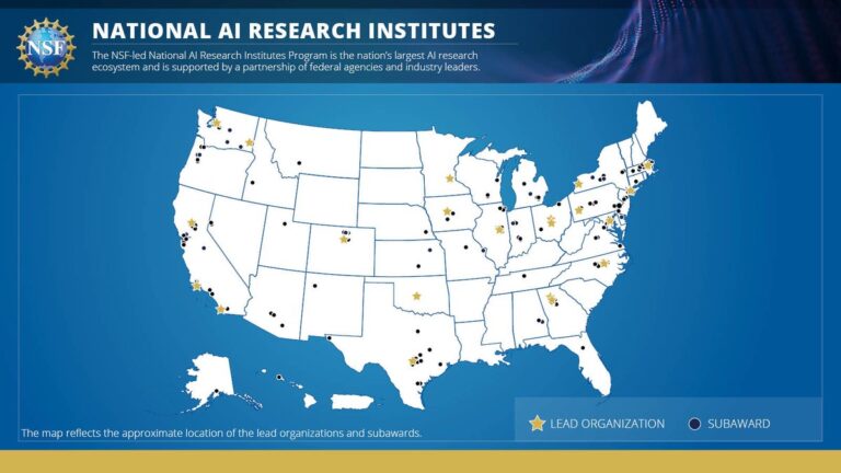 National AI Research Institutes Lead Organization and Subaward map